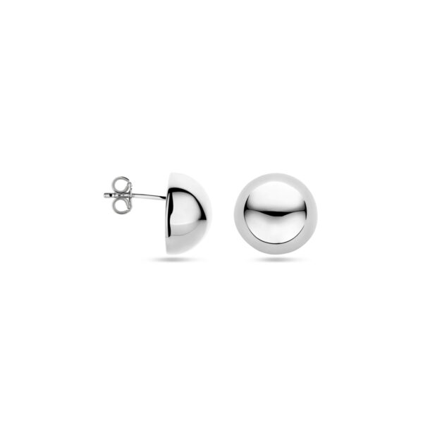 oorknoppen half bol 14 mm zilver gerhodineerd - Afbeelding 3