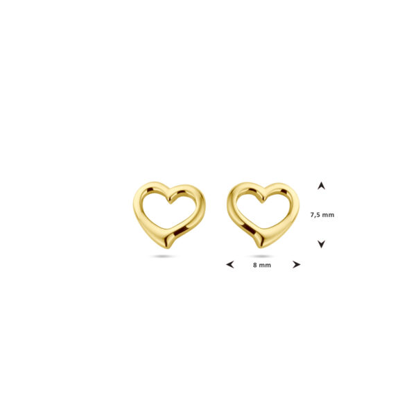 oorknoppen hart 1 micron zilver verguld (geel) - Afbeelding 4