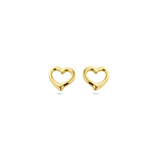 oorknoppen hart 1 micron zilver verguld (geel)
