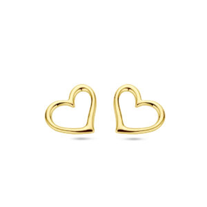 oorknoppen hart 1 micron zilver verguld (geel)