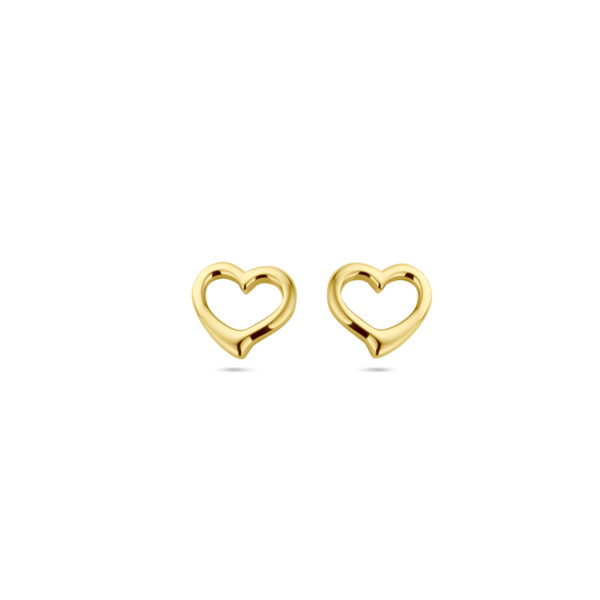 oorknoppen hart 1 micron zilver verguld (geel)