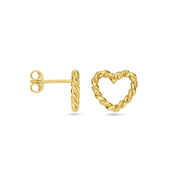 oorknoppen hart 10 mm 14K geelgoud - Afbeelding 3
