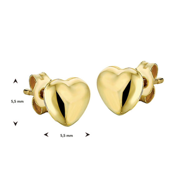 oorknoppen hart 14K geelgoud - Afbeelding 4