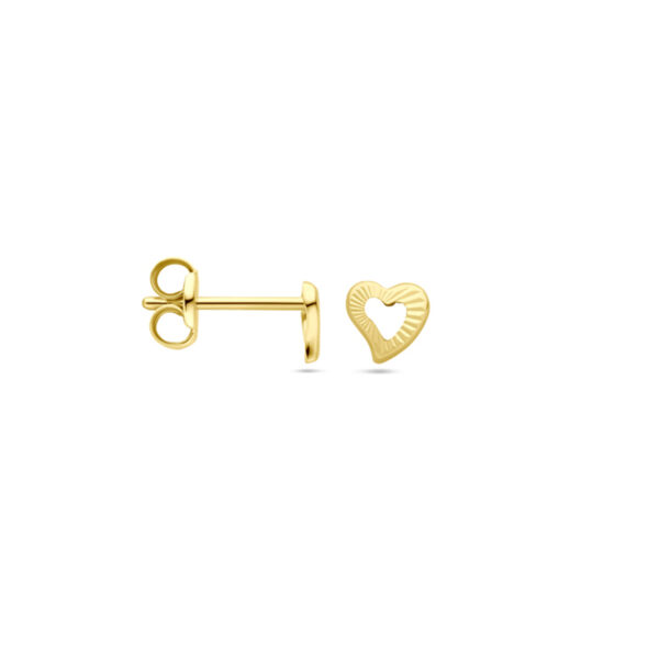 oorknoppen hart 4,5 mm 14K geelgoud - Afbeelding 3