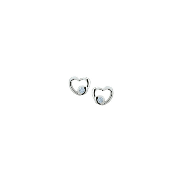 oorknoppen hart blauw zirkonia zilver wit - Afbeelding 2