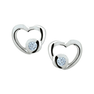 oorknoppen hart blauw zirkonia zilver wit
