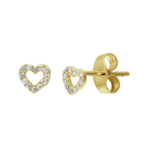 oorknoppen hart diamant 0.07ct (2x0.035ct) h p1 14K geelgoud