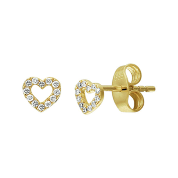 oorknoppen hart diamant 0.07ct (2x0.035ct) h p1 14K geelgoud