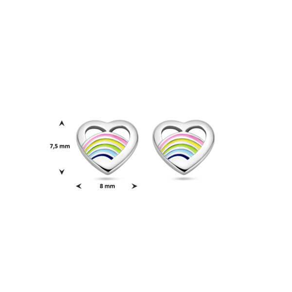 oorknoppen hart emaille zilver gerhodineerd - Afbeelding 4