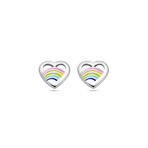 oorknoppen hart emaille zilver gerhodineerd