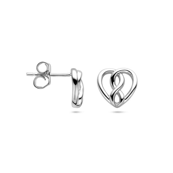 oorknoppen hart en infinity zilver gerhodineerd - Afbeelding 3
