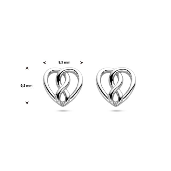 oorknoppen hart en infinity zilver gerhodineerd - Afbeelding 4