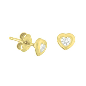 oorknoppen hart en zirkonia 14K geelgoud
