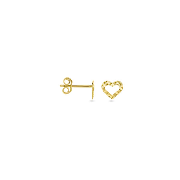 oorknoppen hart gediamanteerd 14K geelgoud - Afbeelding 3