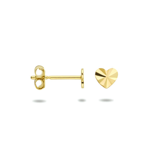 oorknoppen hart gediamanteerd 14K geelgoud - Afbeelding 3