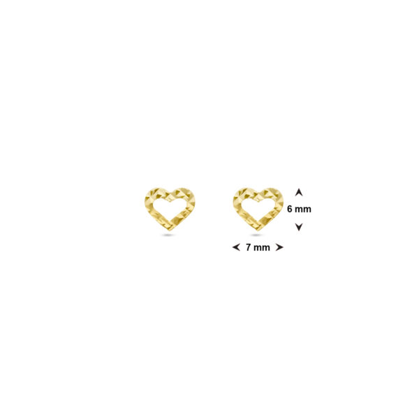 oorknoppen hart gediamanteerd 14K geelgoud - Afbeelding 4