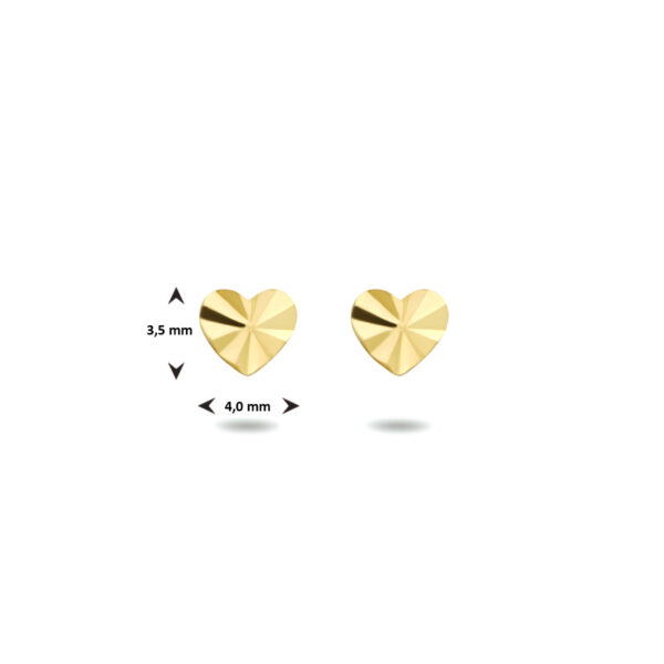 oorknoppen hart gediamanteerd 14K geelgoud - Afbeelding 4