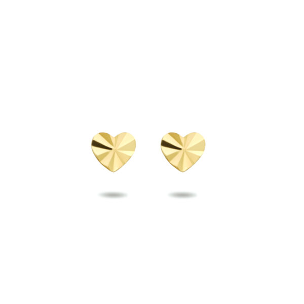 oorknoppen hart gediamanteerd 14K geelgoud