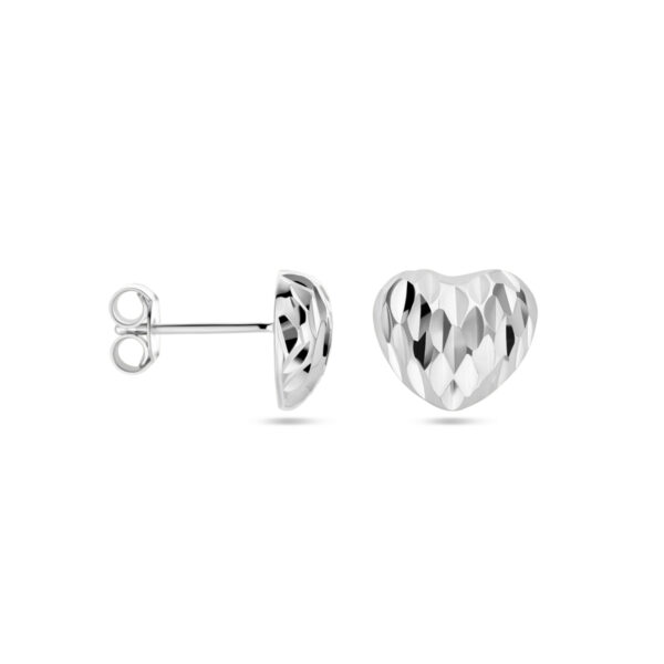 oorknoppen hart gediamanteerd zilver gerhodineerd - Afbeelding 3
