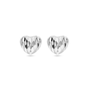 oorknoppen hart gediamanteerd zilver gerhodineerd