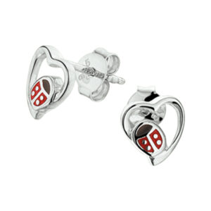 oorknoppen hart lieveheersbeestje zilver gerhodineerd