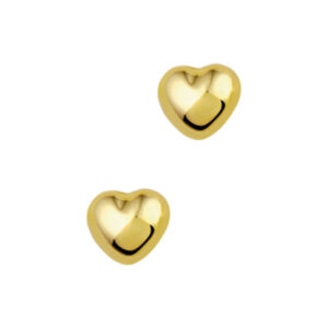 oorknoppen hart massief 14K geelgoud