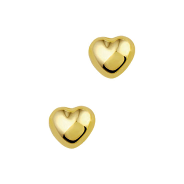 oorknoppen hart massief 14K geelgoud
