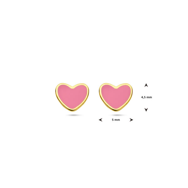 oorknoppen hart roze epoxy 14K geelgoud - Afbeelding 4