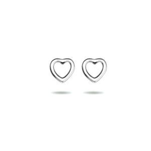 oorknoppen hart zilver gerhodineerd