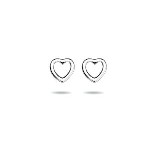 oorknoppen hart zilver gerhodineerd