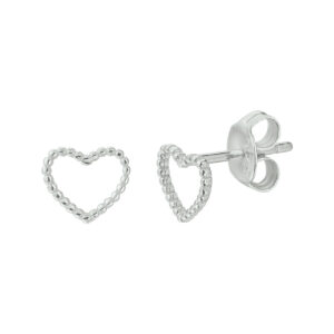 oorknoppen hart zilver gerhodineerd