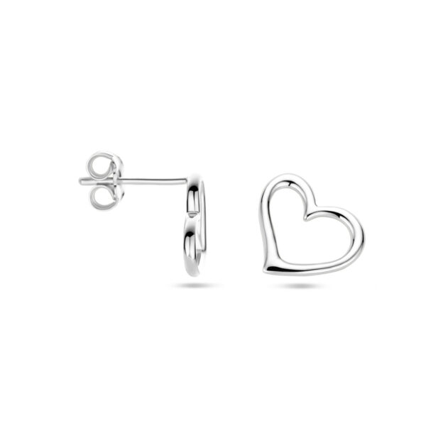 oorknoppen hart zilver gerhodineerd - Afbeelding 3