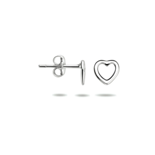 oorknoppen hart zilver gerhodineerd - Afbeelding 3