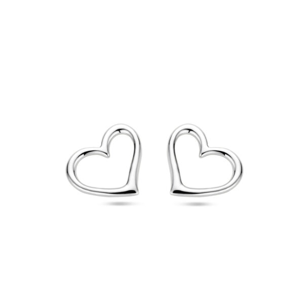 oorknoppen hart zilver gerhodineerd