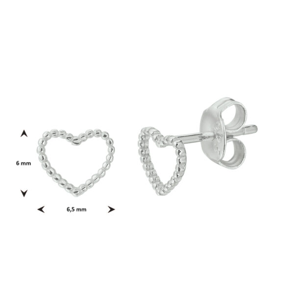 oorknoppen hart zilver gerhodineerd - Afbeelding 4