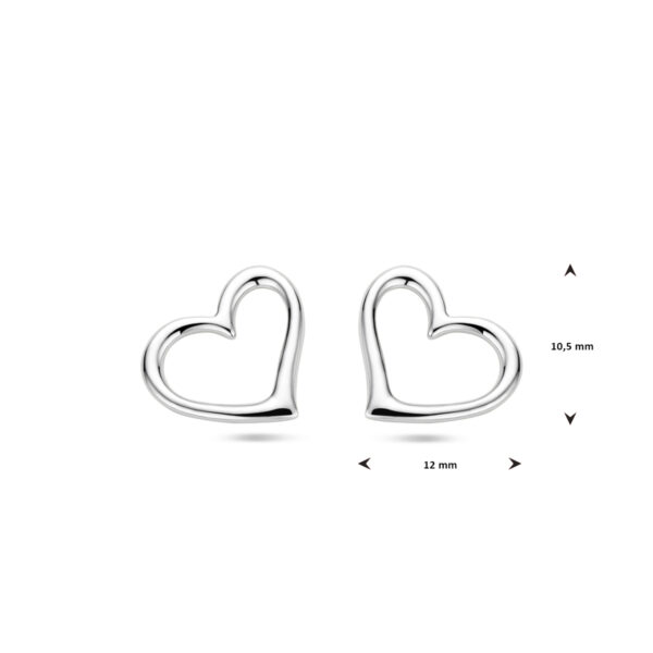 oorknoppen hart zilver gerhodineerd - Afbeelding 4
