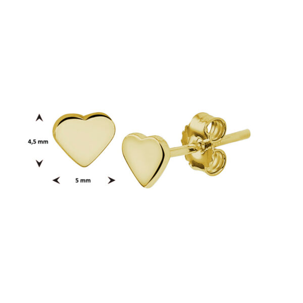 oorknoppen hart zilver verguld (geel) - Afbeelding 3