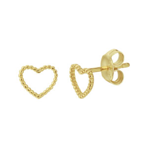 oorknoppen hart zilver verguld (geel)