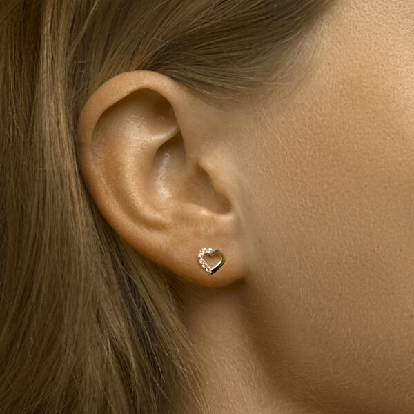 oorknoppen hart zirkonia 14K geelgoud - Afbeelding 2