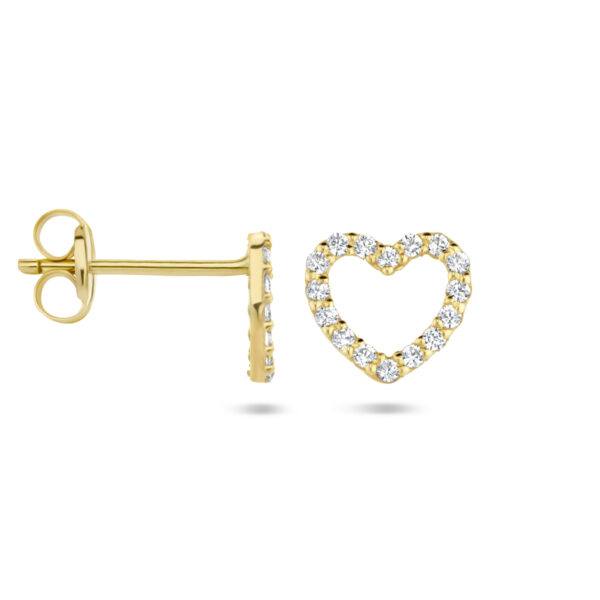 oorknoppen hart zirkonia 14K geelgoud - Afbeelding 3