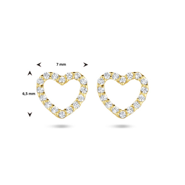 oorknoppen hart zirkonia 14K geelgoud - Afbeelding 4