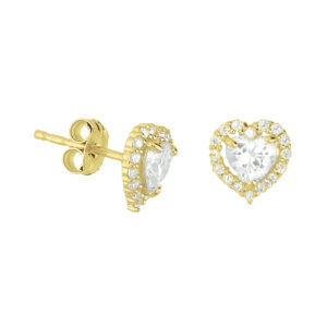 oorknoppen hart zirkonia 14K geelgoud