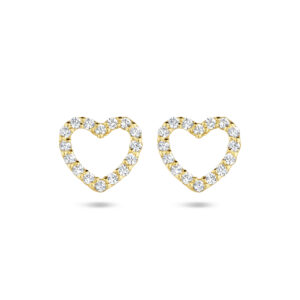 oorknoppen hart zirkonia 14K geelgoud