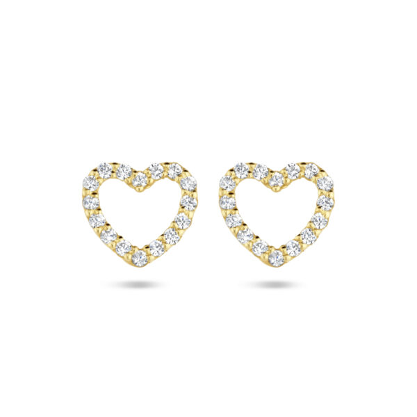 oorknoppen hart zirkonia 14K geelgoud