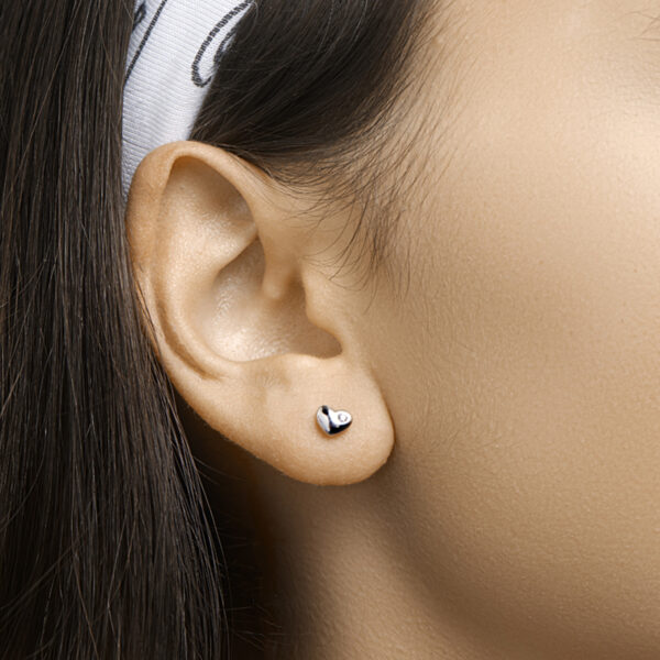 oorknoppen hart zirkonia zilver gerhodineerd - Afbeelding 2