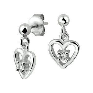 oorknoppen hart zirkonia zilver gerhodineerd