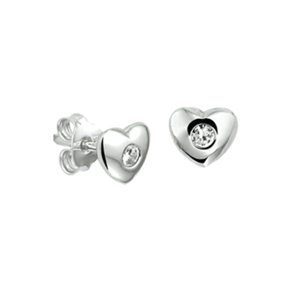 oorknoppen hart zirkonia zilver gerhodineerd