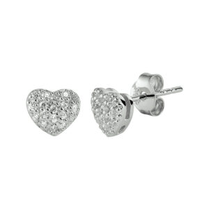 oorknoppen hart zirkonia zilver gerhodineerd