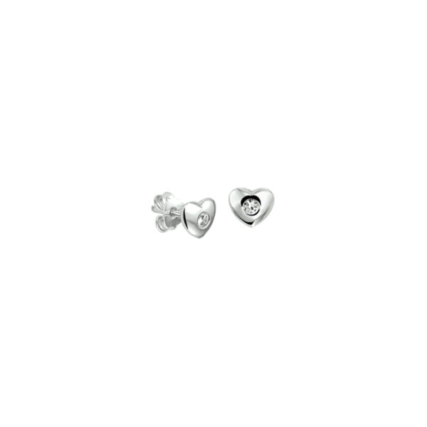 oorknoppen hart zirkonia zilver gerhodineerd