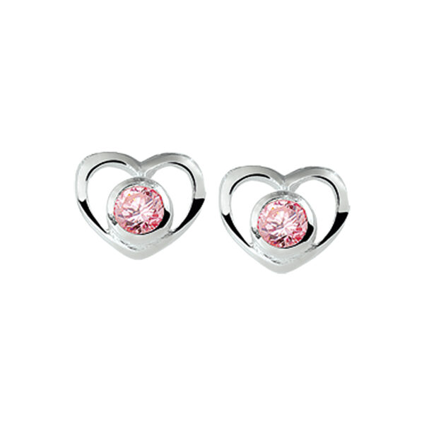 oorknoppen hart zirkonia zilver gerhodineerd